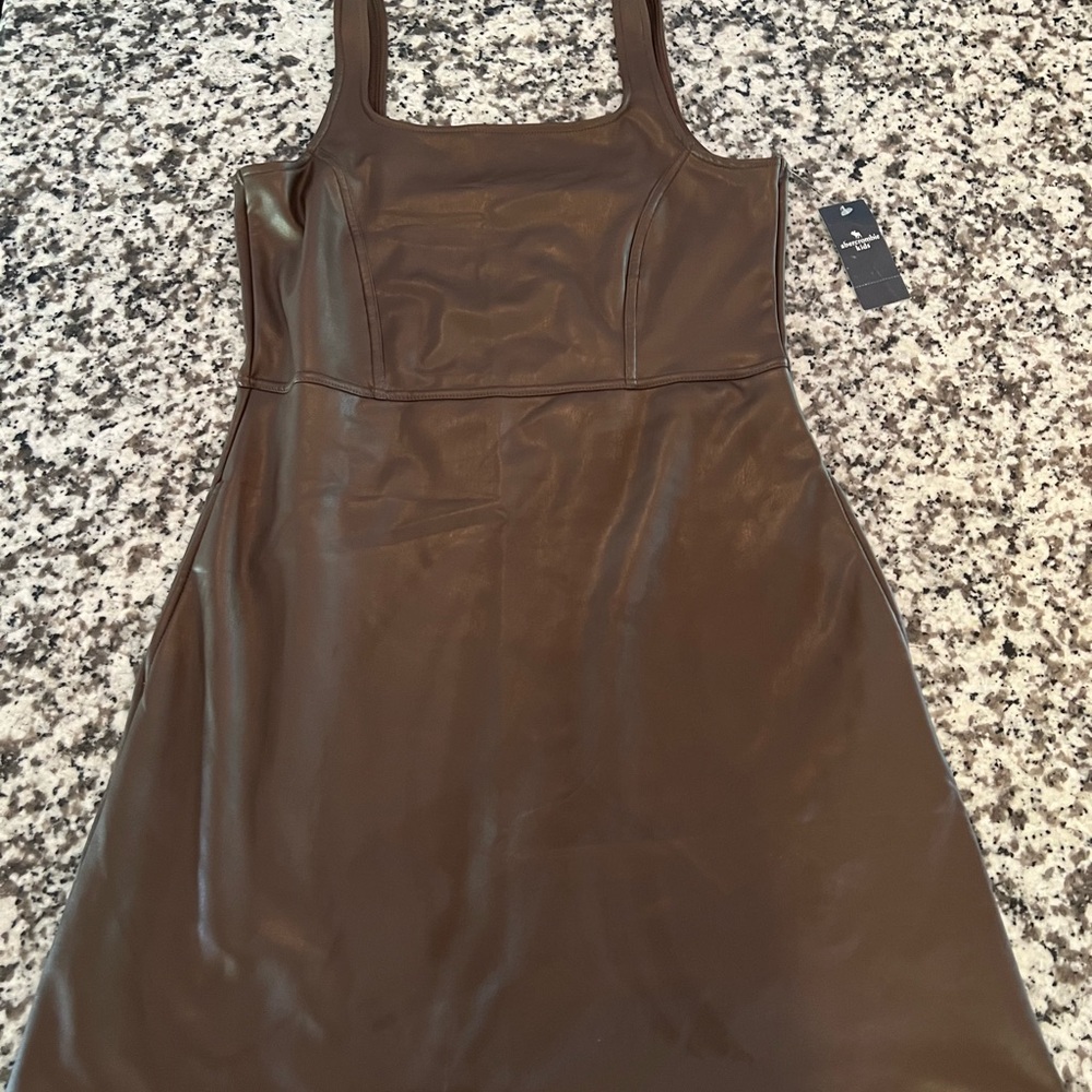 Brown leather Abercrombie kids jumpsuit